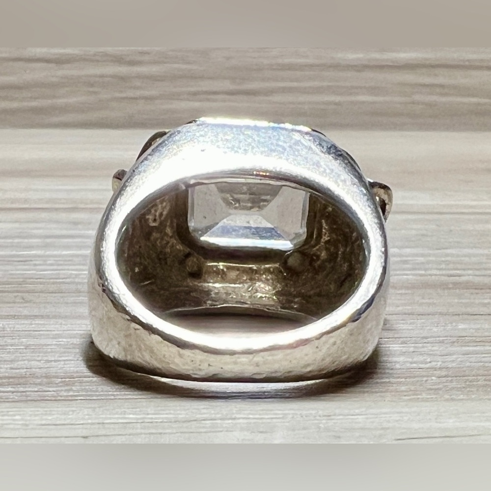 Vintage Designer KRYPELL Sterling Silver & Gold "X" CZ Dome Ring, Size 5.5 - Picture 5 of 13